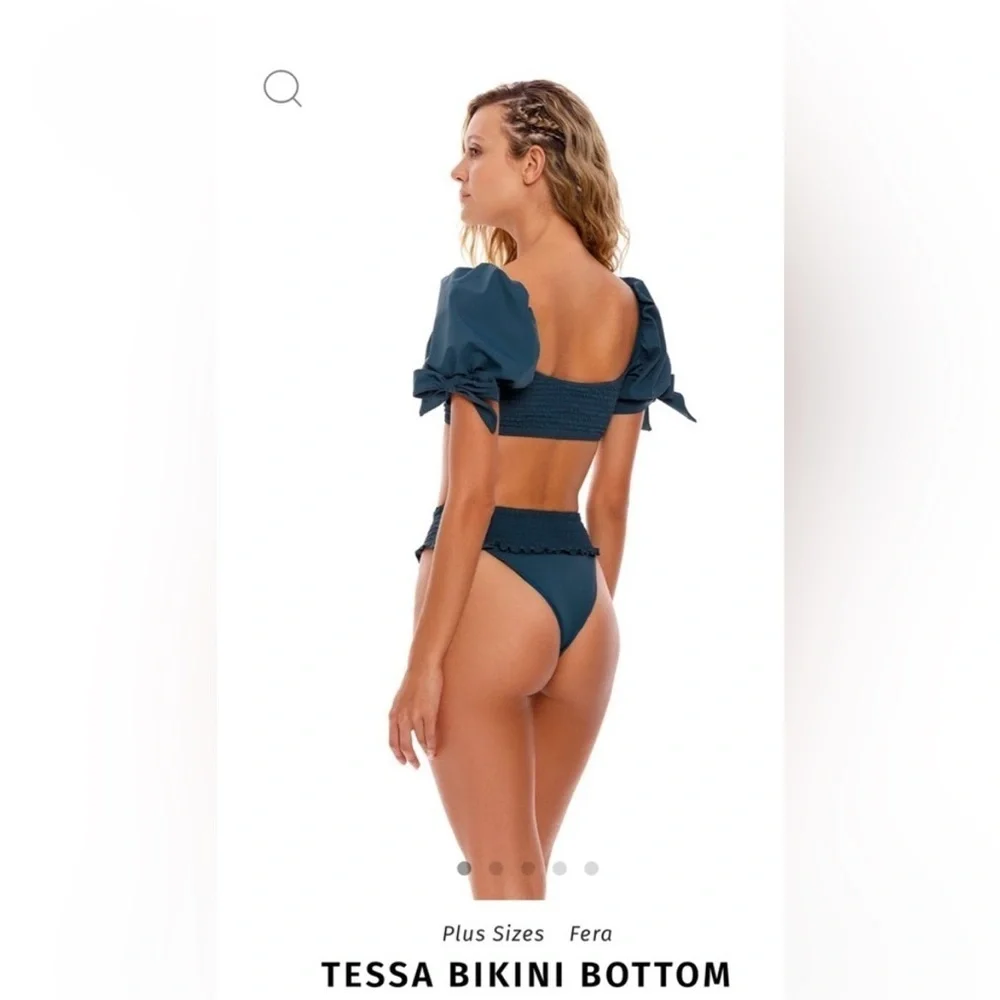 Agua Bendita Tessa Cheeky Bikini Bottom in Teal Green Womens Size XL NWT